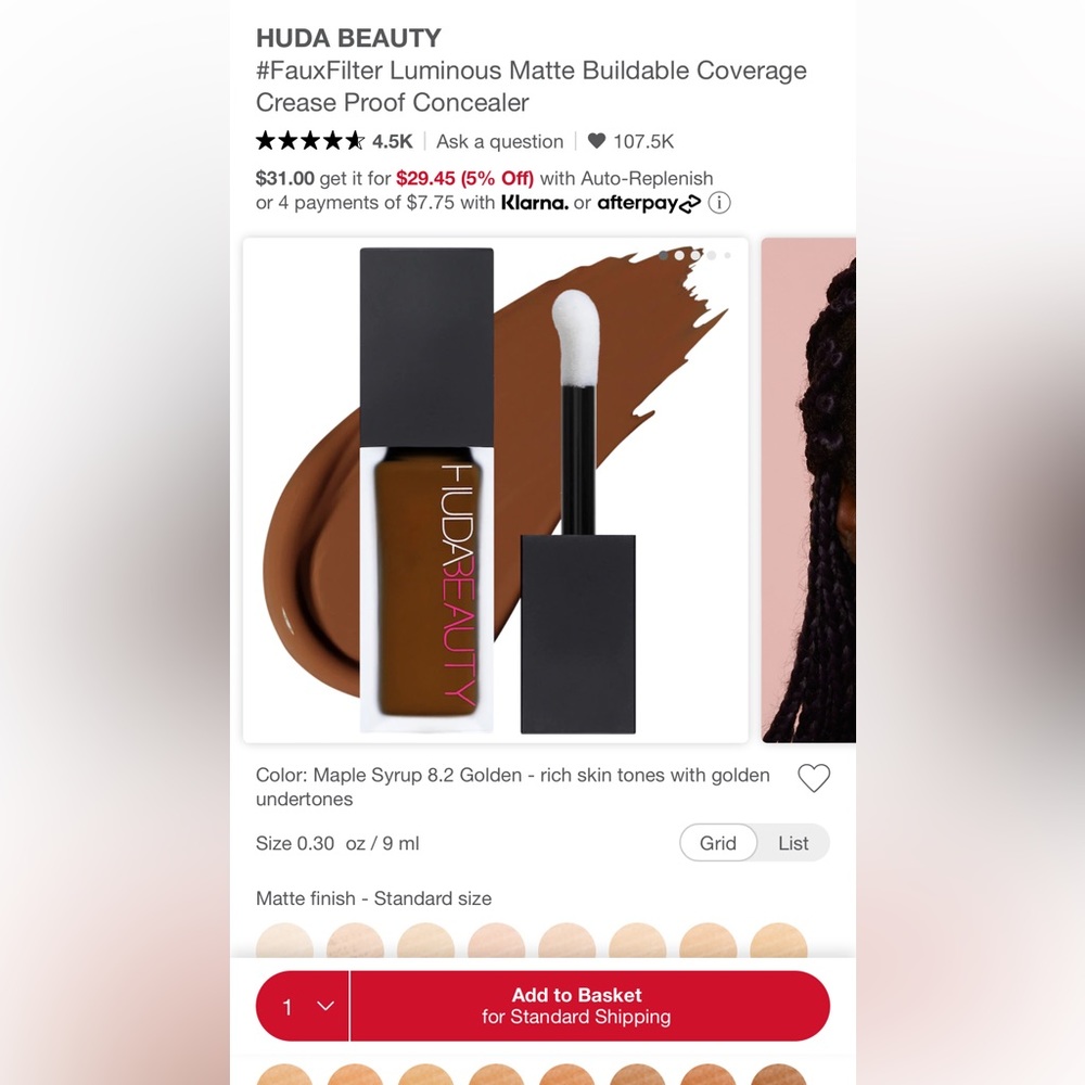 HUDA BEAUTY
#FauxFilter Luminous Matte Buildable Coverage Crease Proof Concealer